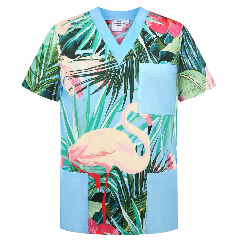 COTTON SUBLIMATION SCRUB TOPS-L093S2404